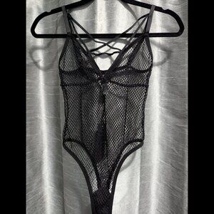 Dolls Kill Bring The Love Fuel Fishnet Bodysuit Black Medium